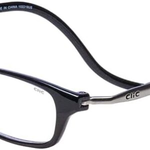Clic Magnetic Reading Glasses, Computer Readers, Replaceable Lens, Original Long, (M-L, Black, 1.25 Magnification)